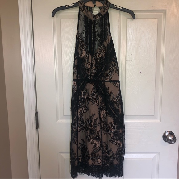 ASTR High Neck Lace Backless Fitted Dress - Picture 3 of 9